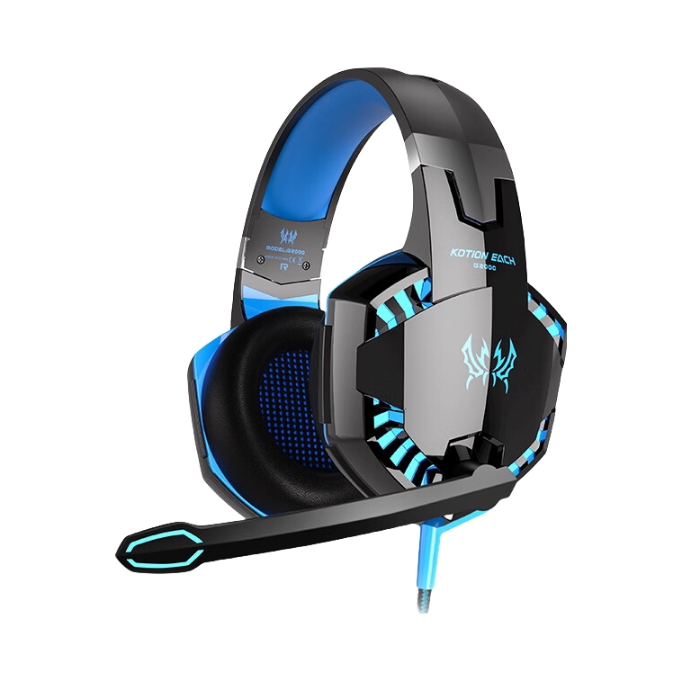 推荐商品：KOTION EACH/因卓 G2000 头戴式 有线游戏耳机 重低音 炫酷冷光 震撼低音