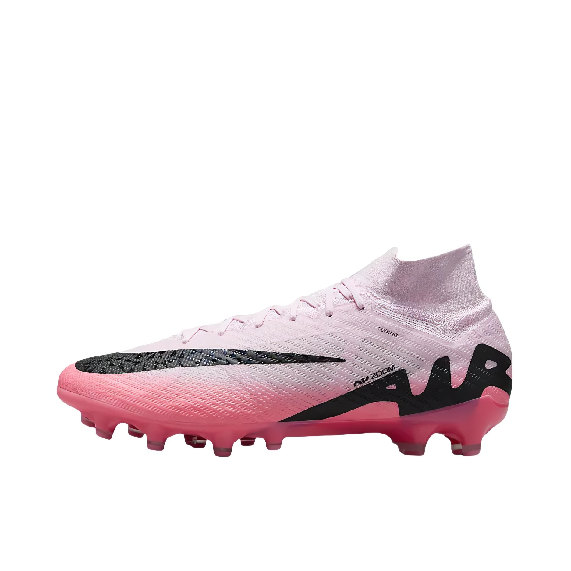 推荐商品：Nike Mercurial Superfly 9 Elite AG 顶级 胶质短钉 人造草地 防滑 足球鞋 粉色/黑色