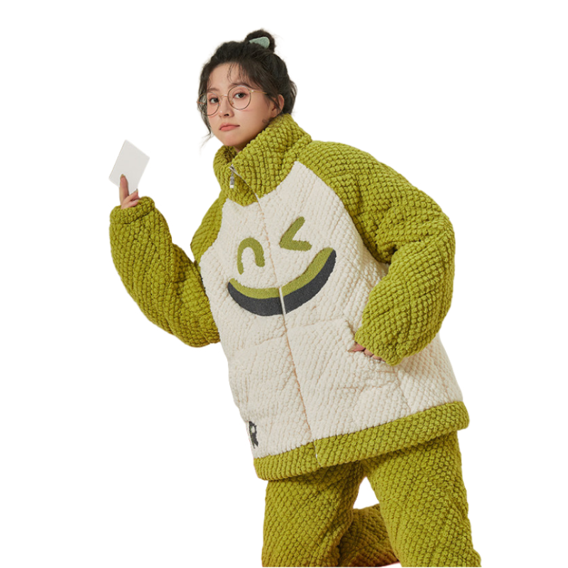 推荐商品：OUSHIBO/欧诗帛 加绒加厚长袖睡衣 女装 96367 笑脸 