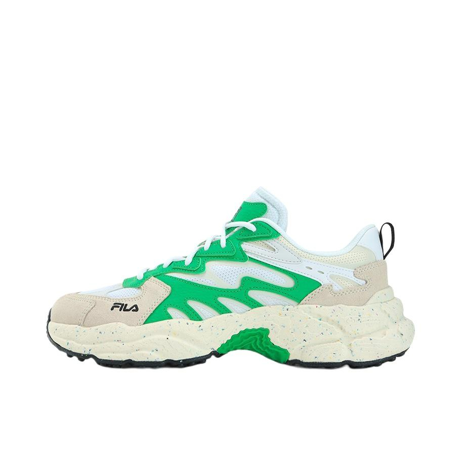 推荐商品：FILA/斐乐 Fern 蕨草鞋 运动休闲鞋 防滑耐磨舒适轻便潮流简约厚底增高织物户外动时尚百搭 女款/白色/鲜绿色