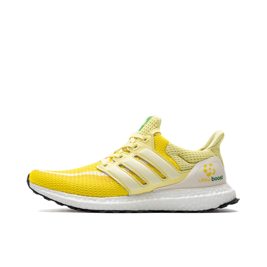 推荐商品：adidas Ultra Boost 2.0 跑鞋 防滑耐磨透气减震轻便休闲运动织物舒适百搭圆头 white/energy green 杭州限定/黄白