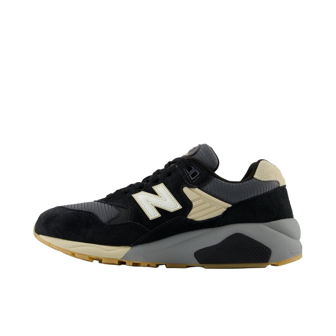 推荐商品：New Balance 580 潮流复古 减震防滑 轻便透气 耐磨 舒适 织物 低帮百搭 运动休闲鞋 黑色/灰色/米色