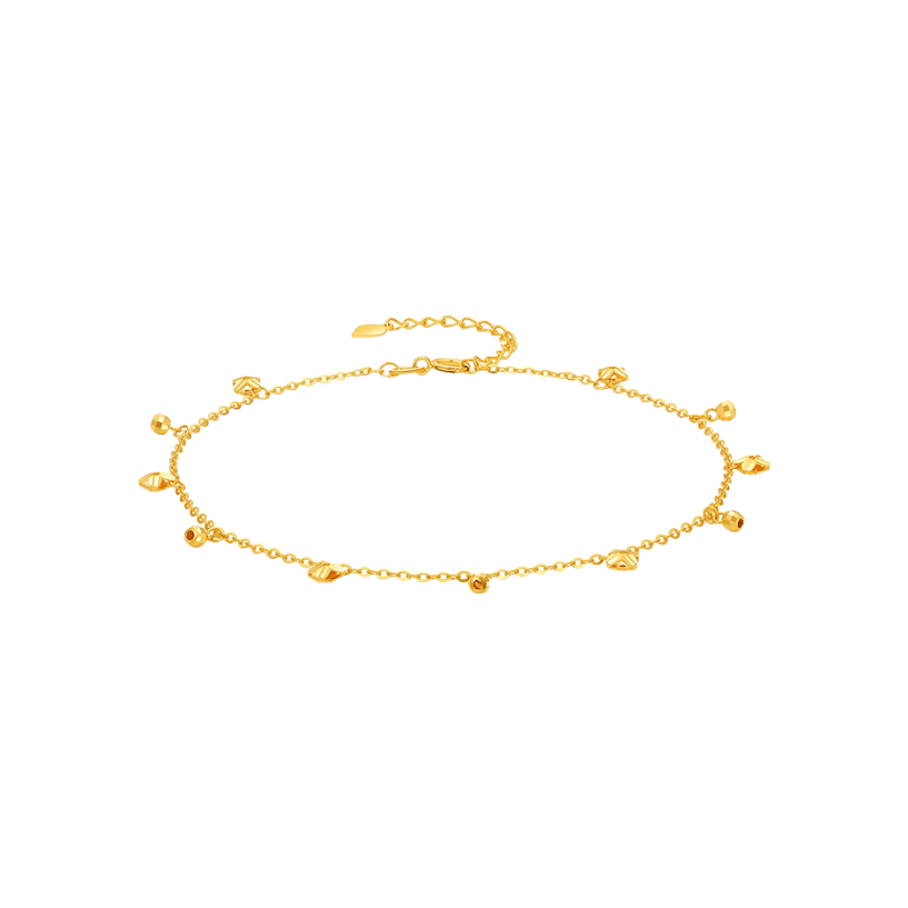 推荐商品：周六福 迷你小花蕊18K金彩金脚链 KH084781