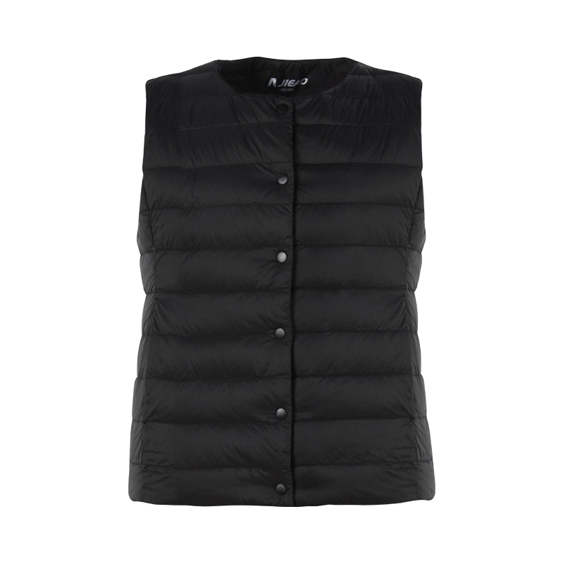 推荐商品：杰奥 羽绒纯色低领轻薄马甲 女装 9211202 黑