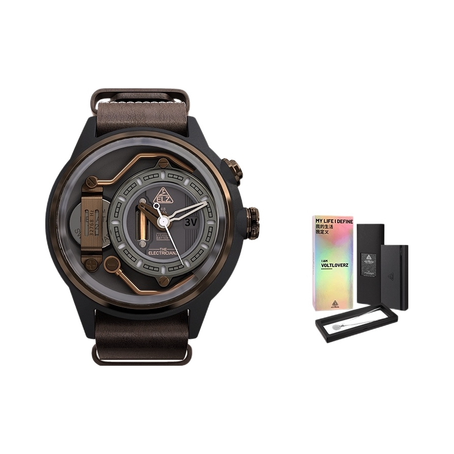 推荐商品：THE ELECTRICIANZ 电路板 45mm 瑞士进口时尚潮流夜光防水真皮表带石英男士手表