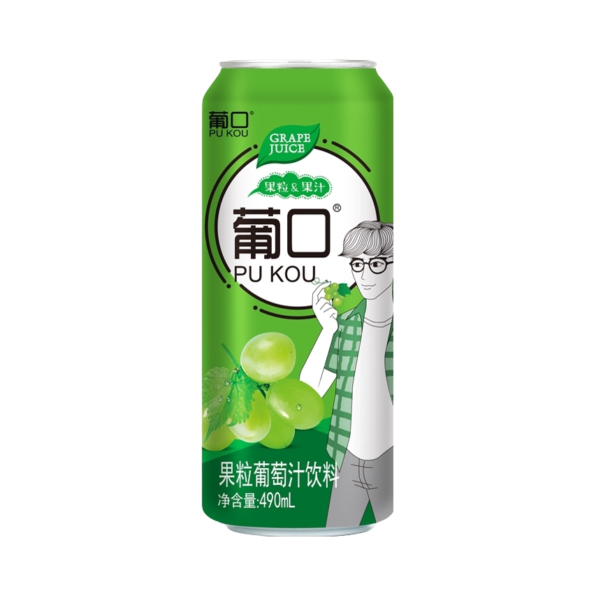 推荐商品：葡口 果粒果汁饮料 490ml 罐装 葡萄