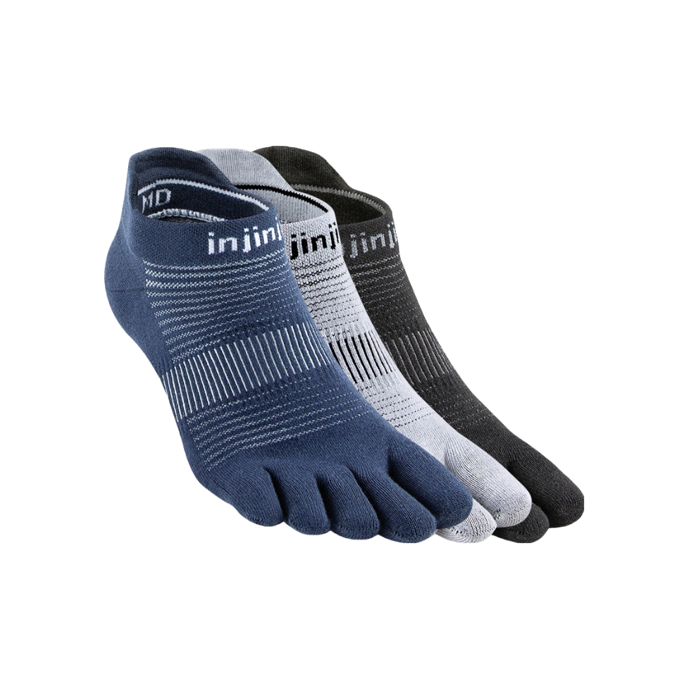 推荐商品：INJINJI 马拉松分脚趾常规厚度防水泡吸汗薄款短筒船袜