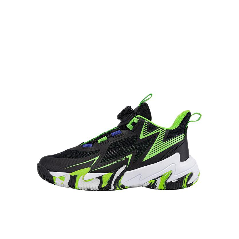 推荐商品：361° 透气 钮扣 防滑 旋转按钮 防滑 耐磨 缓震 儿童篮球鞋 K72421105 黑色/绿色