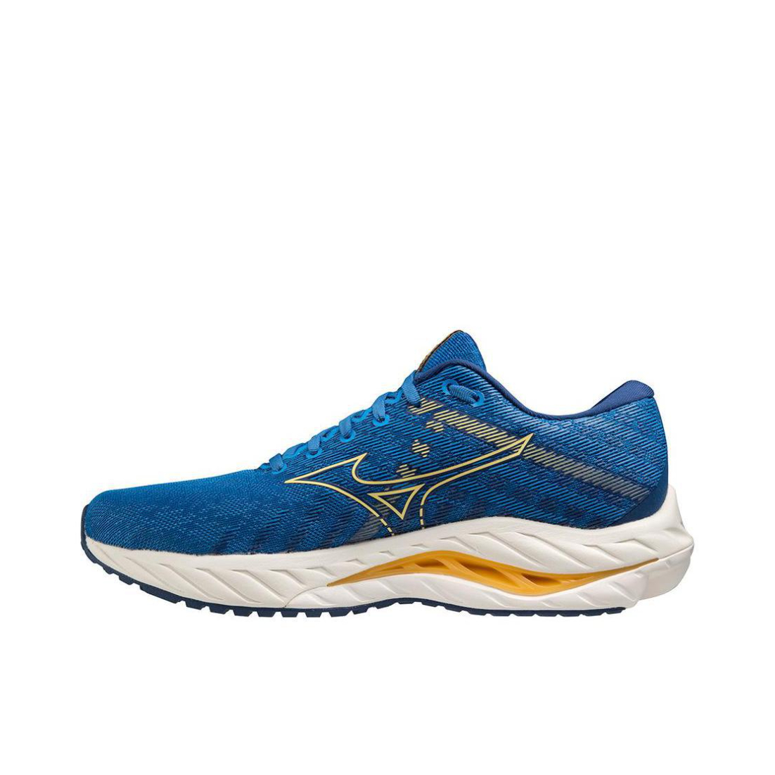 推荐商品：Mizuno/美津浓 Wave Inspire 19 支撑 潮流 缓震 圆头 织物 跑鞋 蓝色
