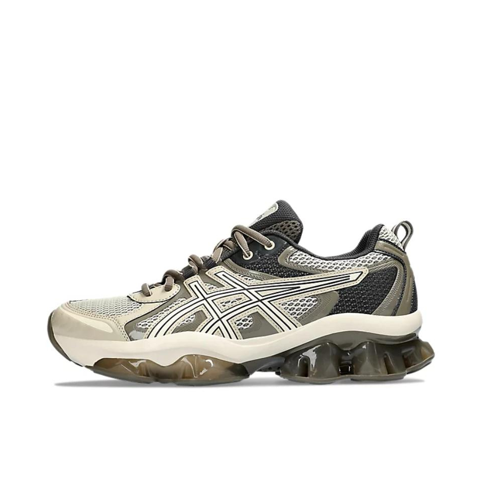 推荐商品：Asics/亚瑟士 Gel-Quantum Kinetic 跑鞋 人造革减震防滑耐磨拼接网面透气圆头合成革复古长跑 棕色/灰色/褐色