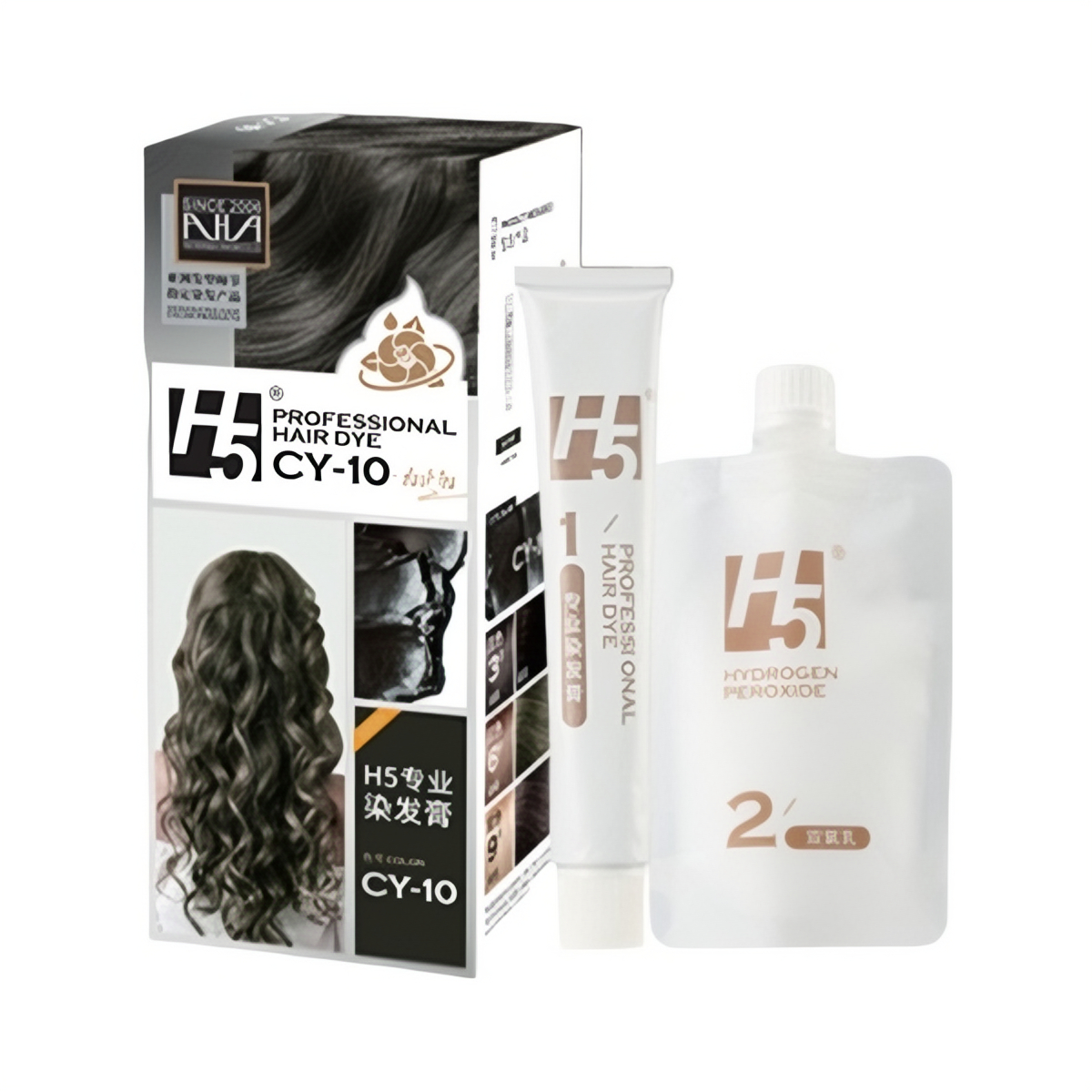 推荐商品：H5 天然纯植物无氨水配方染发剂 自己在家染发 免漂显白