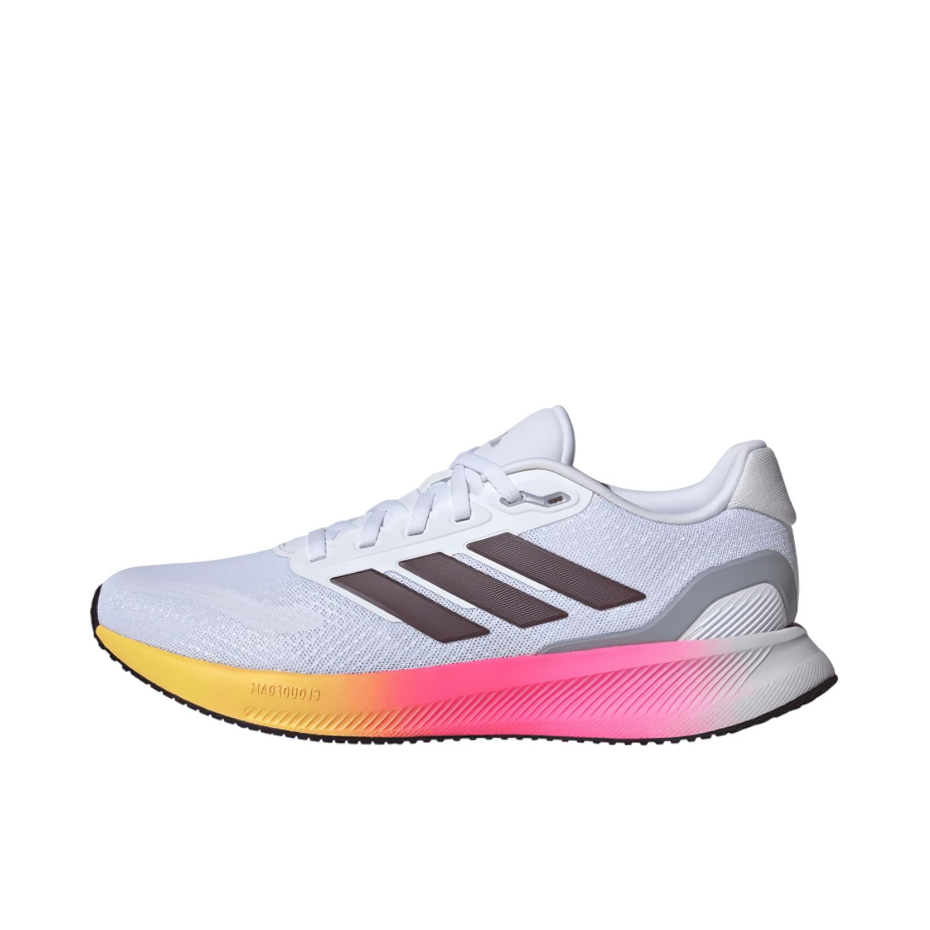 推荐商品：adidas RUNFALCON 5 跑鞋 轻便缓震回弹网面透气防滑耐磨支撑贴合 女款/云白色/极光色/核心黑色
