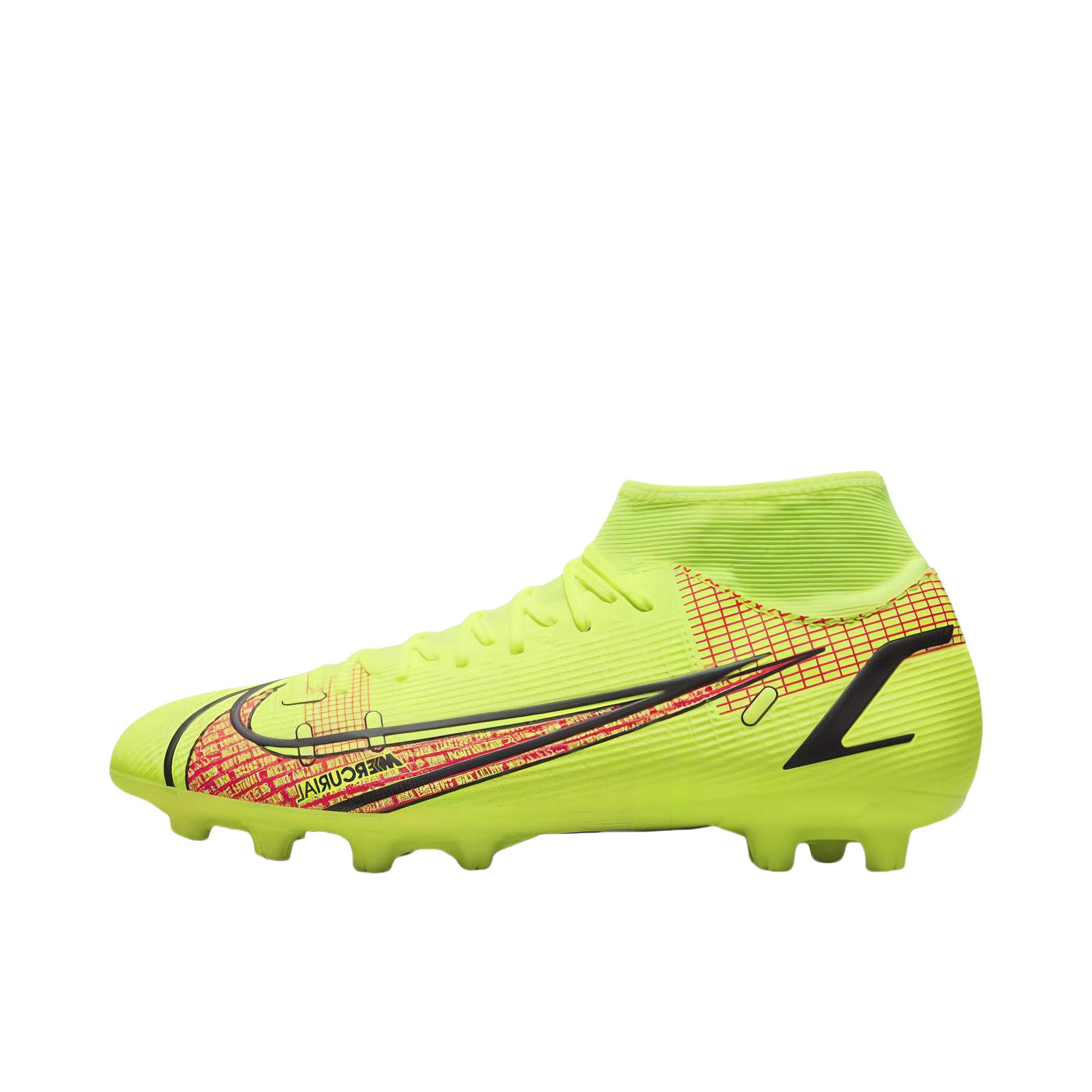 推荐商品：Nike Mercurial Superfly 8 Academy HG 中端 胶质短钉 室外场地 减震防滑耐磨 足球鞋 荧光黄