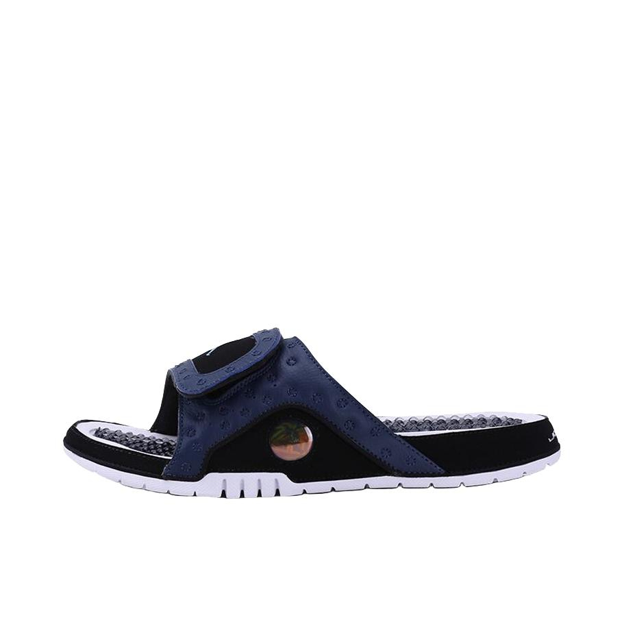 推荐商品：Air Jordan Hydro 13 魔术贴 防滑耐磨 舒适透气 时尚潮流 一字 拖鞋 Navy Blue 藏蓝/黑/白