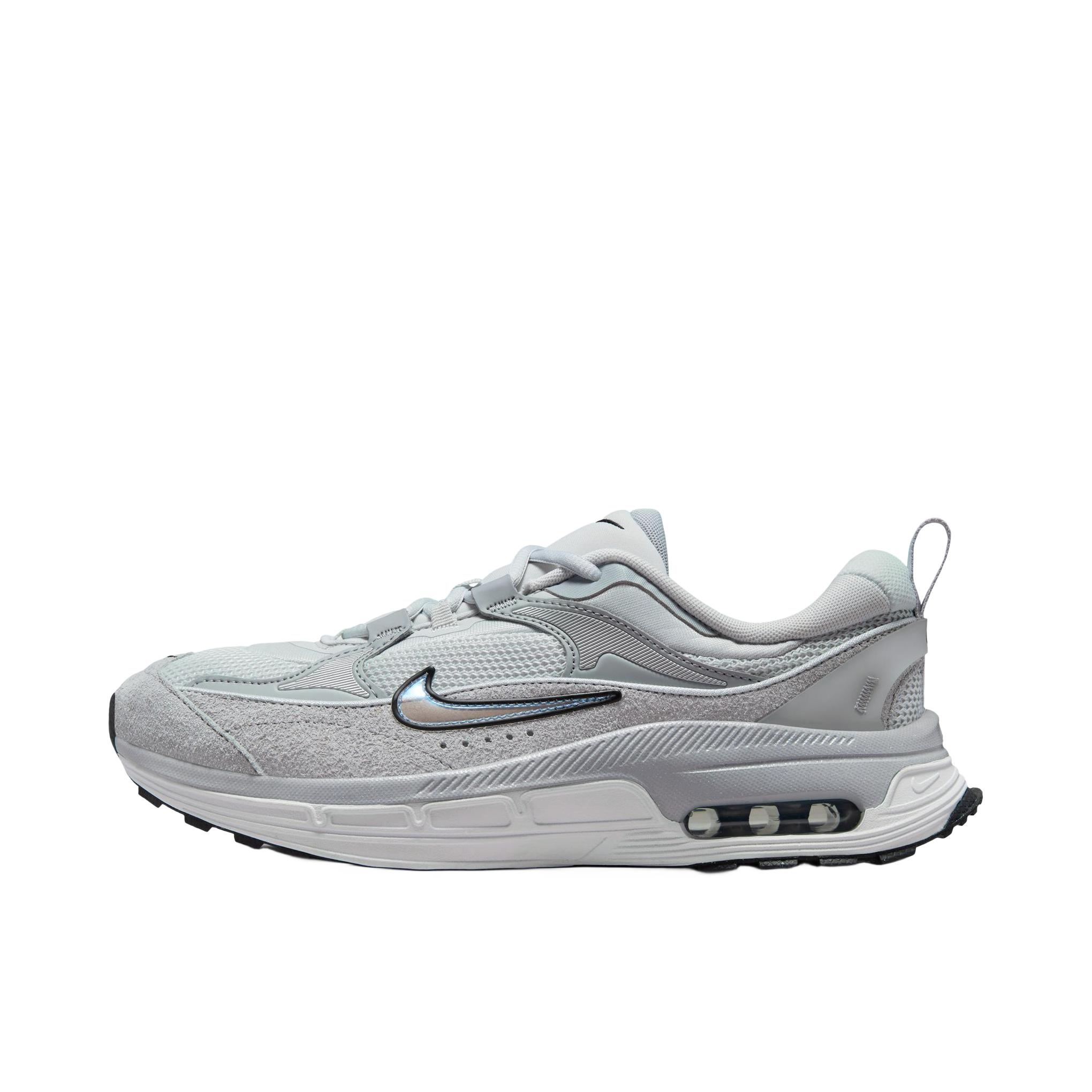 推荐商品：Nike Air Max BLiss 跑鞋 气垫复古缓震耐磨透气织物合成革圆头 尘光子色/狼灰/金属银