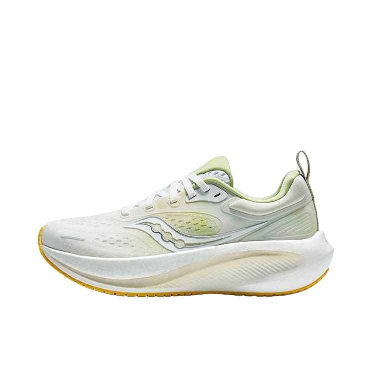 推荐商品：Saucony/索康尼 Surge 澎湃 3 舒适轻便 网布透气 缓震回弹 防滑耐磨 包裹性 支撑 织物 防水 慢跑 跑鞋 女款/白色/绿色