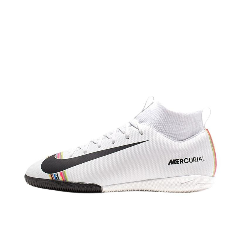 推荐商品：Nike Mercurial Superfly VI Academy IC 中端 平底 室内 训练 足球鞋 GS/白色/黑色
