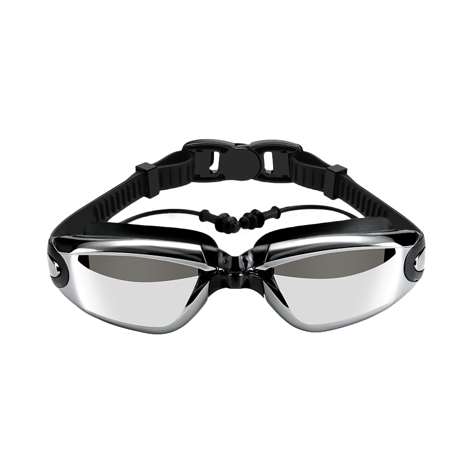 推荐商品：羽克 高清近视 防雾防水 游泳装备 电镀 带耳塞 平光大框 泳镜 MC770-1