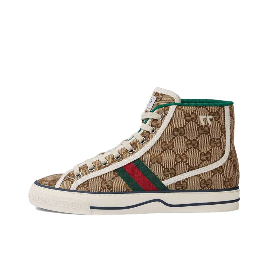 推荐商品：Gucci Tennis 1977 板鞋 时尚潮流防滑耐磨休闲轻便舒适百搭网眼透气圆头运动做旧厚底 高帮/卡其