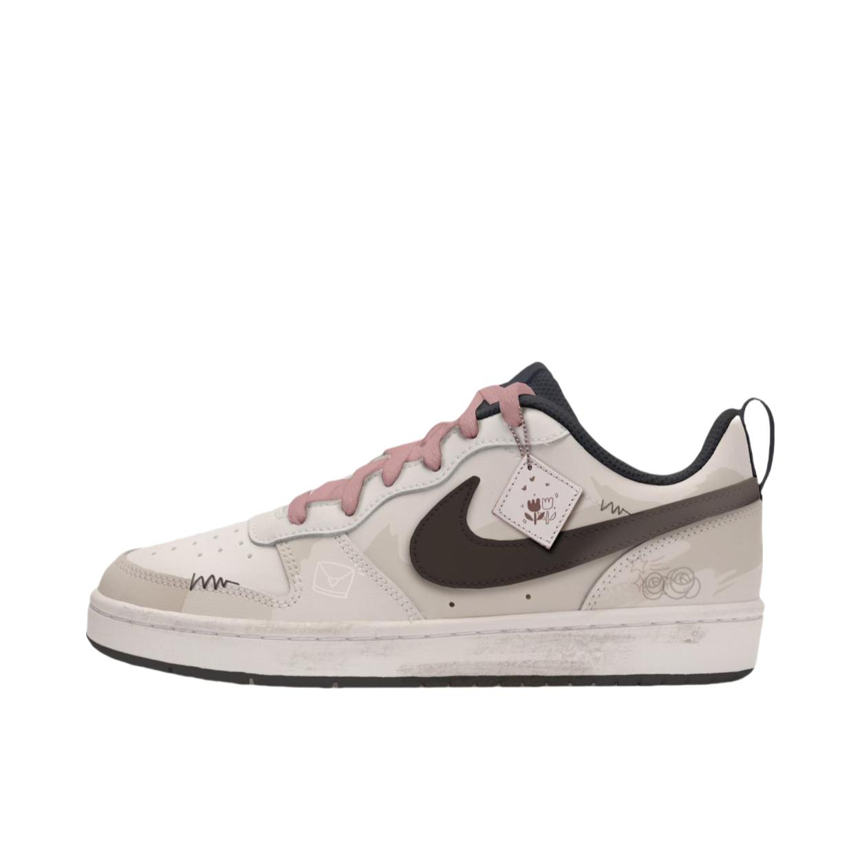 推荐商品：【定制球鞋】 Nike Court Borough 2 板鞋 包裹性增高减龄解构风合成革美式防滑复古轻便 GS/跌落暮色