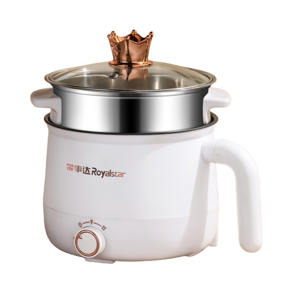 推荐商品：Royalstar/荣事达 RSD18E 电煮锅 1.8L 不粘内胆 受热快速均匀 泡面 炒菜 蒸煮