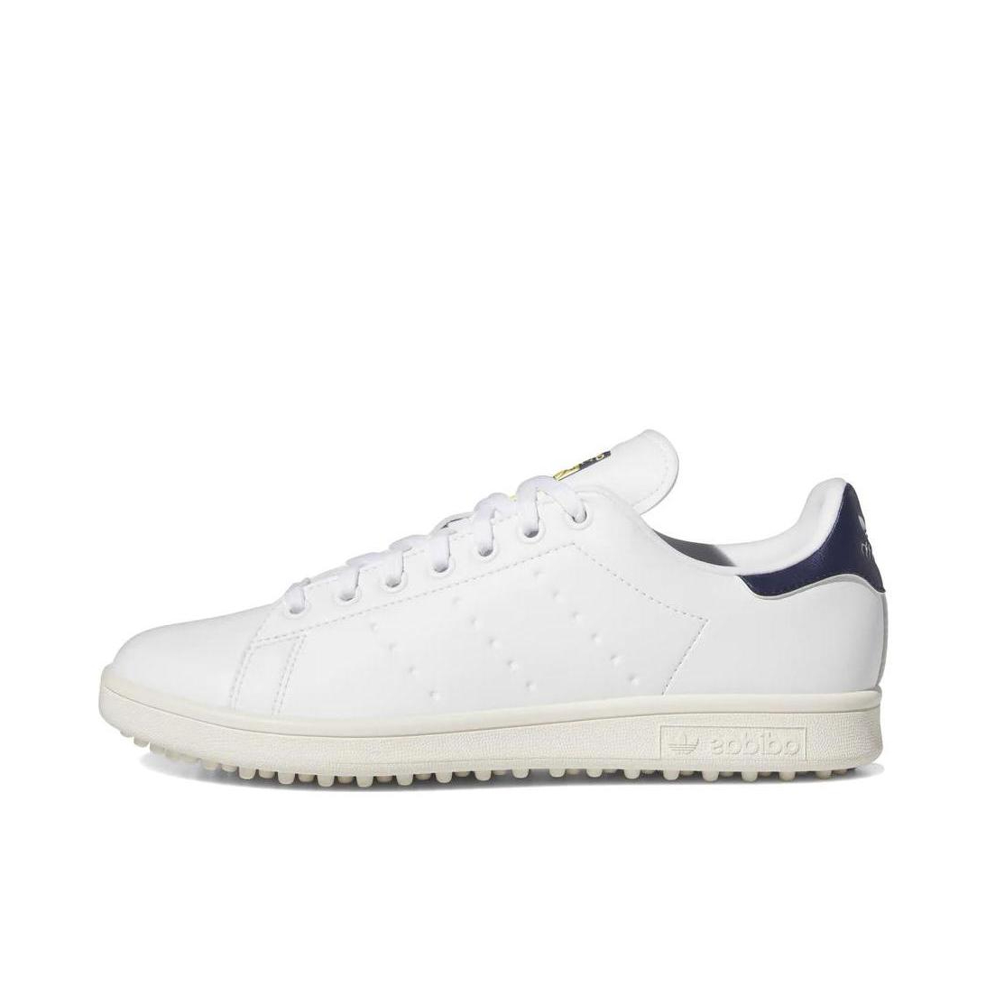 推荐商品：adidas Originals Stan Smith 无钉 舒适轻便 防滑耐磨 织物 大师赛 百搭 高尔夫球鞋 白色/藏蓝色