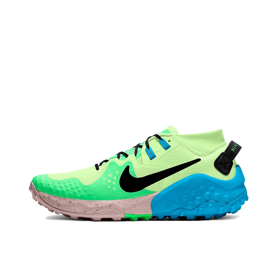 推荐商品：Nike Wildhorse 6 跑鞋 防滑耐磨舒适减震网布透气百搭复古潮流越野 微黄绿/葛绿/激光蓝/黑