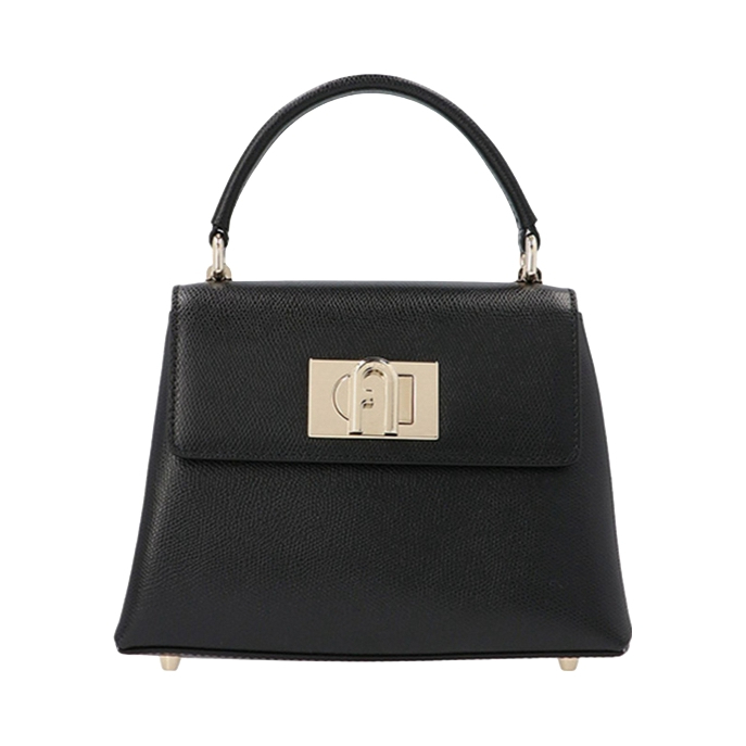 推荐商品：FURLA/芙拉 1927 21 迷你 纯色纹理Ares皮革配手柄金属扭锁翻盖手提包