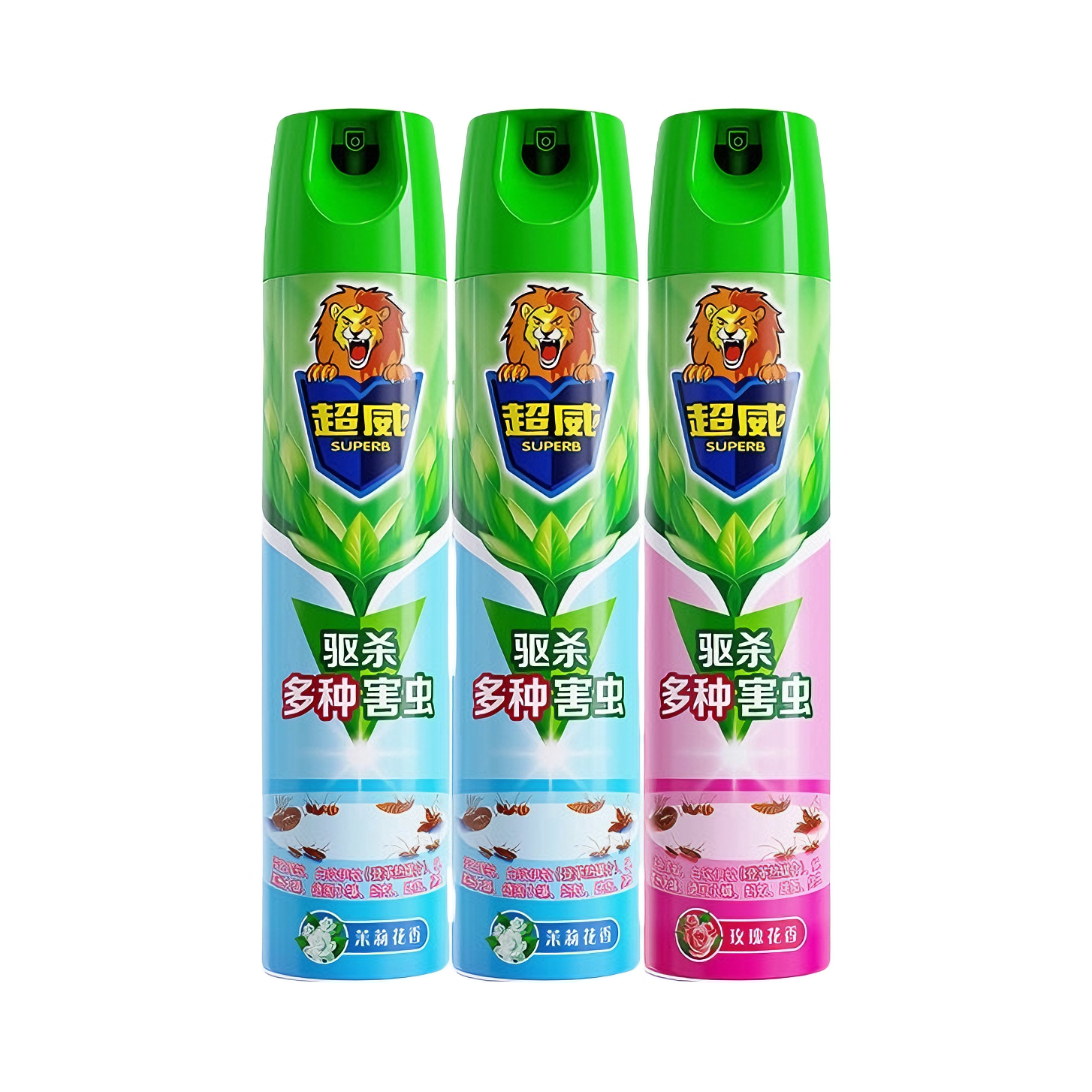 超威 杀虫喷雾 多香型组合装 苍蝇蟑螂蟑螂跳蚤药杀蚊子家用 茉莉1000ml+玫瑰500ml