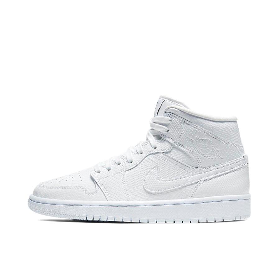 推荐商品：Air Jordan 1 板鞋 运动休闲鞋 复古潮流支撑合成革 White Snakeskin 中帮/纯白/鳄鱼纹