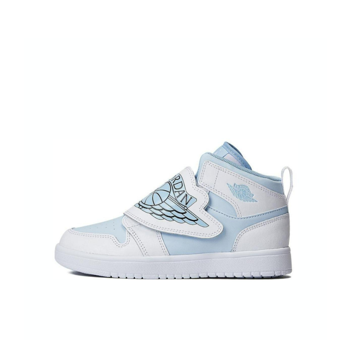 推荐商品：Air Jordan 1 复古运动 舒适防踢 缓震耐磨 魔术贴 板鞋儿童 小童/白色/浅蓝