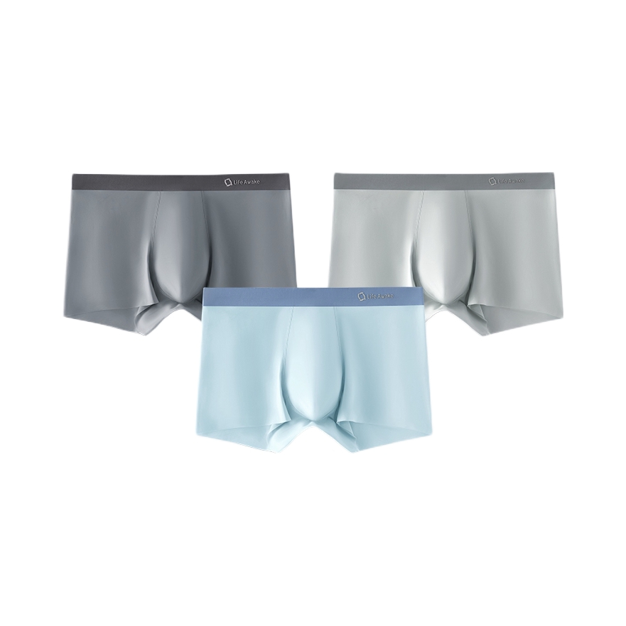 推荐商品：【陈哲远同款】HLA/海澜之家 速干排汗抗菌消臭随心裁中腰男士平角内裤 HBANKM2ADE1888 深灰+浅灰+浅蓝/3条装