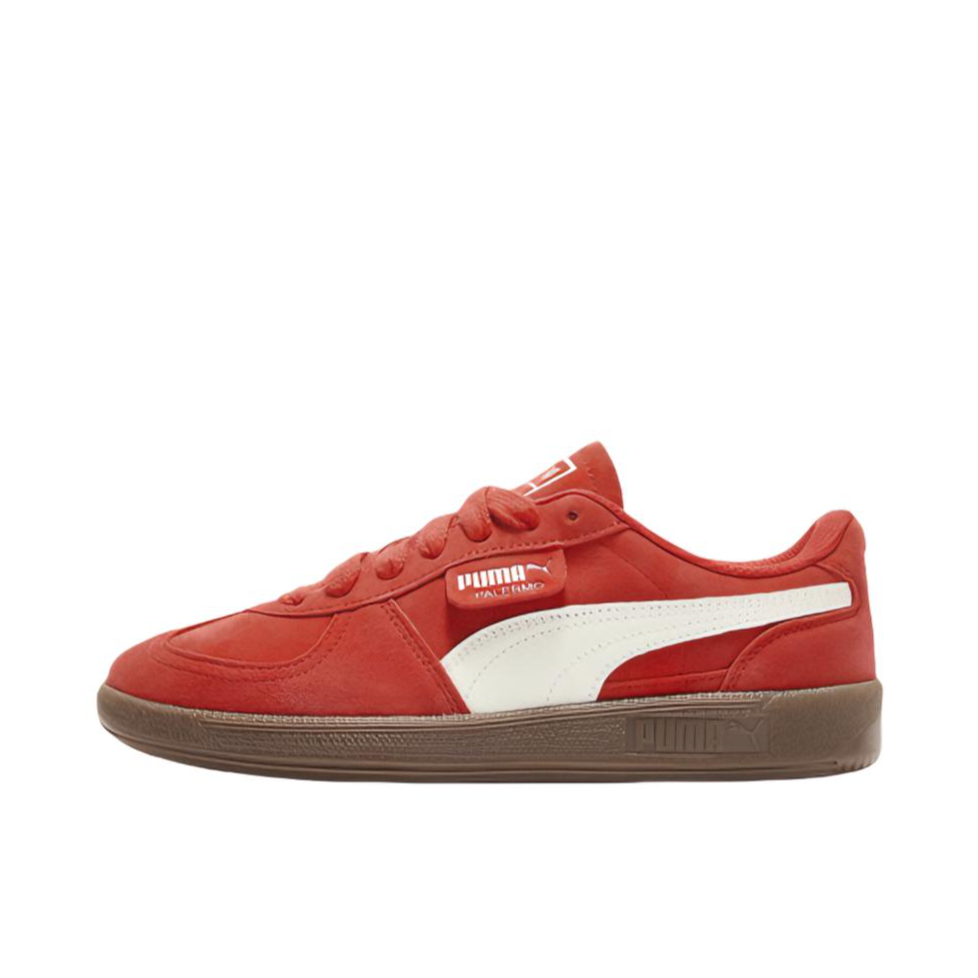 推荐商品：【朴彩英同款】 Puma/彪马 Palermo T头鞋 德训鞋 板鞋 牛皮防滑耐磨舒适减震时尚复古 火红色/暖白色