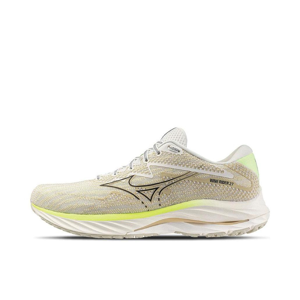 推荐商品：Mizuno/美津浓 Wave Rider 27 缓震回弹 稳定支撑 舒适透气 百搭休闲 合成革 织物 慢跑 跑鞋 米黄