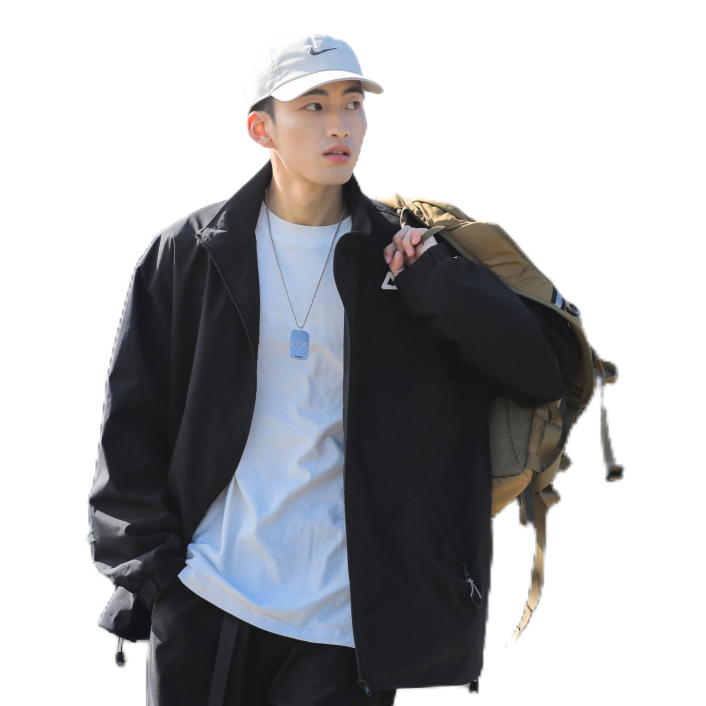 推荐商品：吕小虎  户外防水拉链开衫立领冲锋衣 WJ4025D 黑