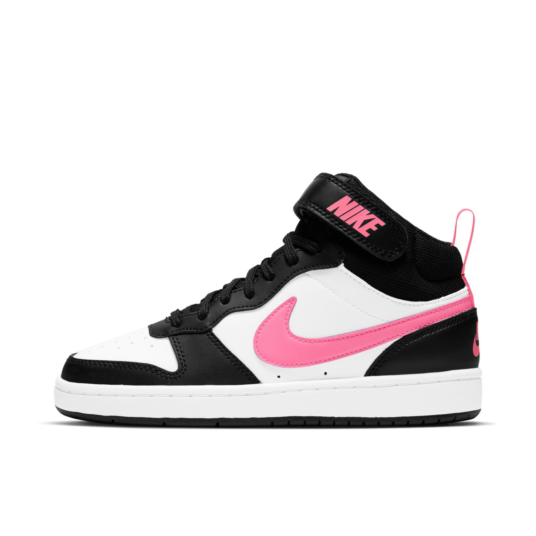 推荐商品：Nike Court Borough 2 板鞋 复古时尚支撑舒适百搭轻便防滑 GS/黑色/白色/粉色