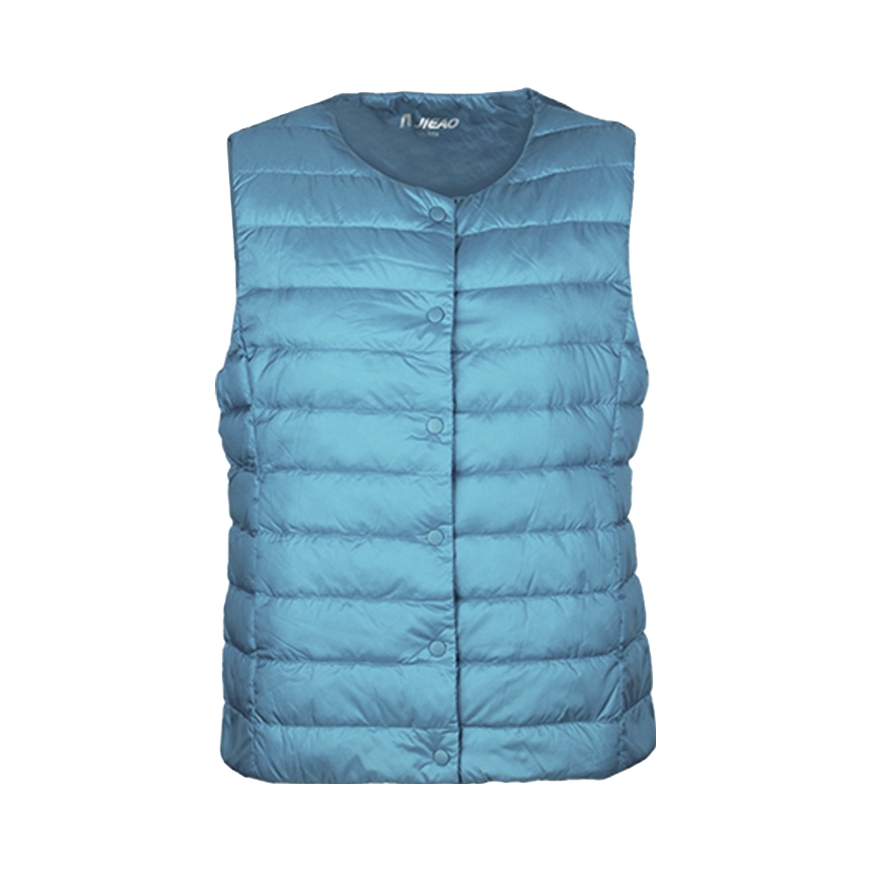 推荐商品：杰奥 羽绒纯色低领轻薄马甲 女装 9211202 2431#岛屿蓝