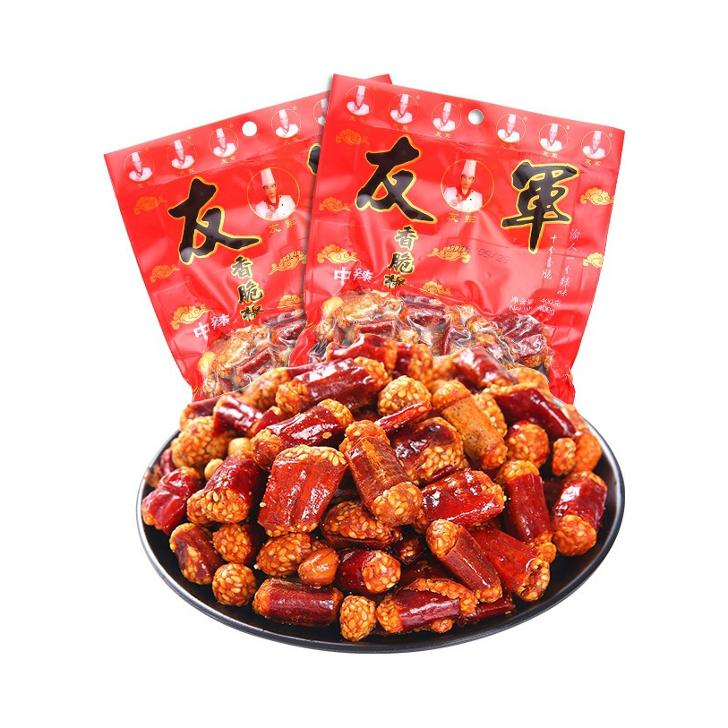 推荐商品：友军 香脆椒花生 400g 袋装 中辣