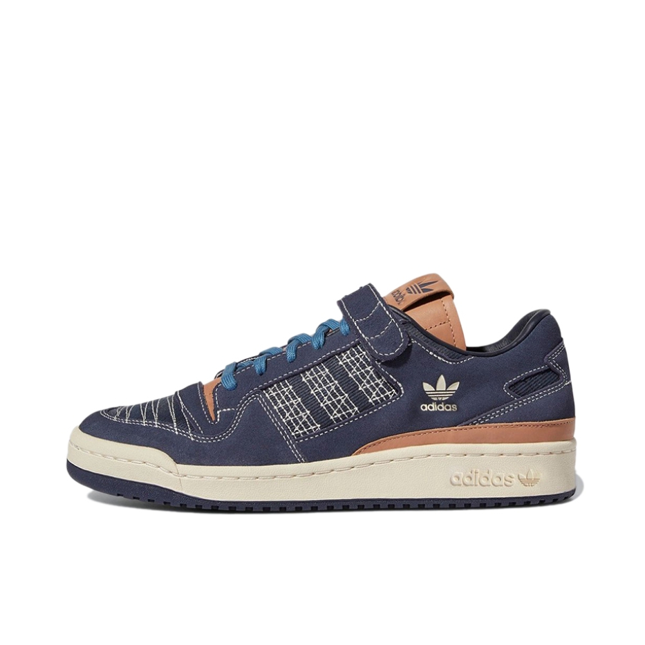 推荐商品：adidas Originals Forum 板鞋 轻便复古防滑时尚魔术贴篮球风薄底包裹性 海军蓝/浅棕