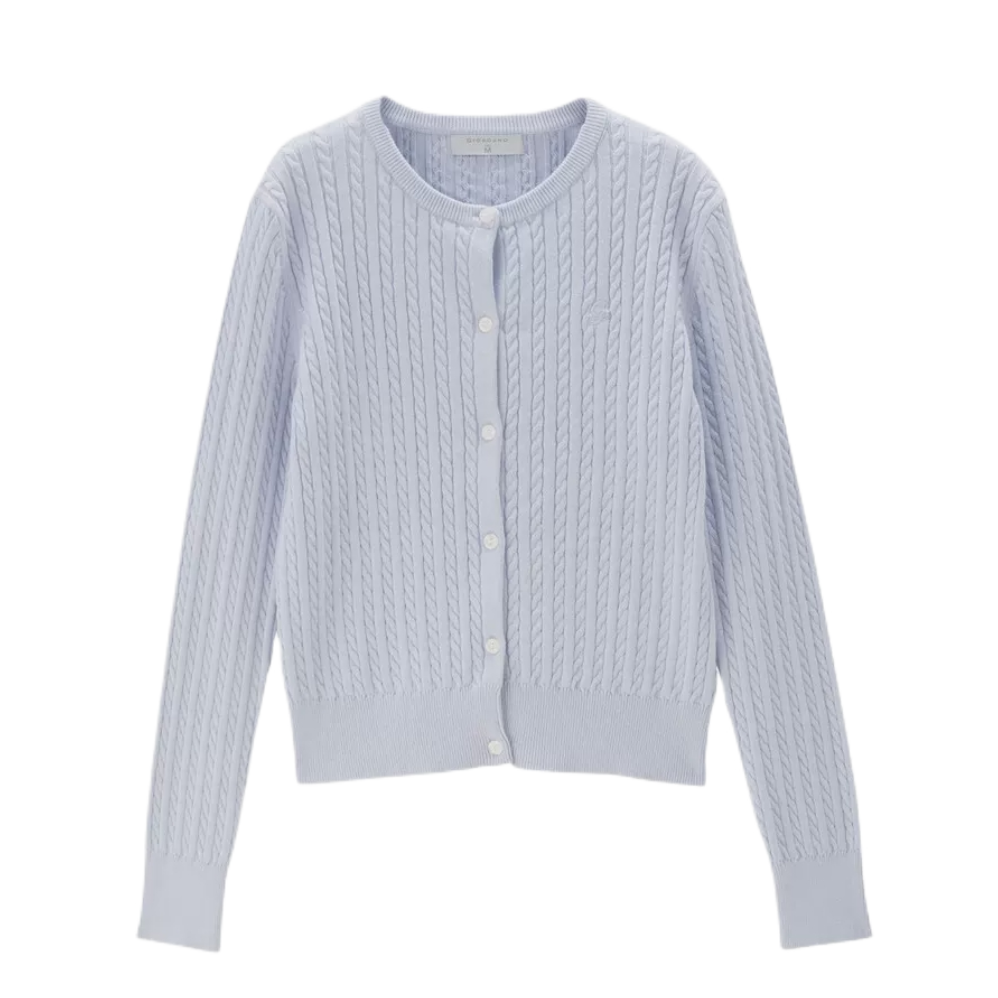 推荐商品：Giordano/佐丹奴 精梳纯棉圆领单排扣针织衫 女装 18354001 光影紫