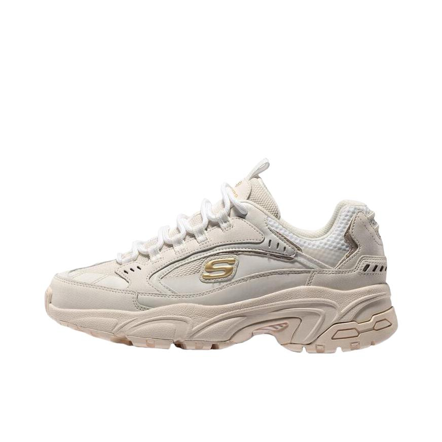 推荐商品：Skechers/斯凯奇 Stamina 防滑耐磨 舒适透气 厚底 减震回弹 轻便 复古百搭 支撑 增高鞋 乳白色