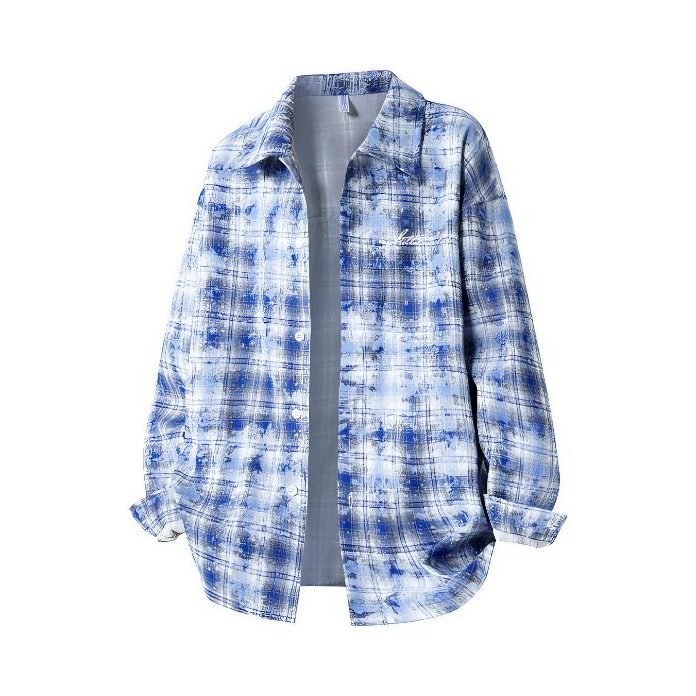 推荐商品：Stillslow  扎染透气美式学院风慵懒衬衫 男女同款 SL-0139-789-SL0540 蓝格