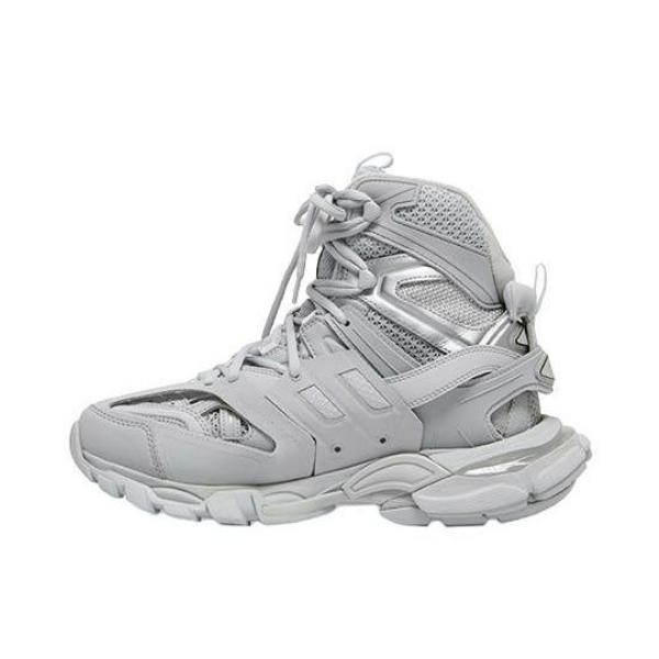 推荐商品：Balenciaga 巴黎世家 Track Hike系列 时尚舒适 耐磨 圆头系带 网布 高帮 运动休闲鞋 灰色/银色