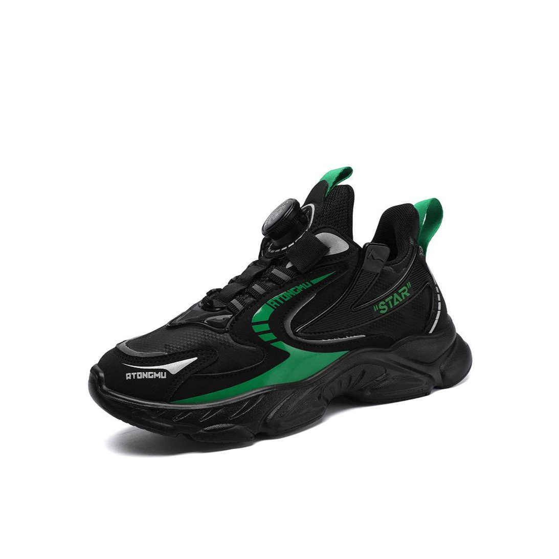 推荐商品：ATONGMU/阿童木 旋转纽扣 耐磨 网面透气 运动鞋儿童 ATMFL707 小童/皮面/黑色