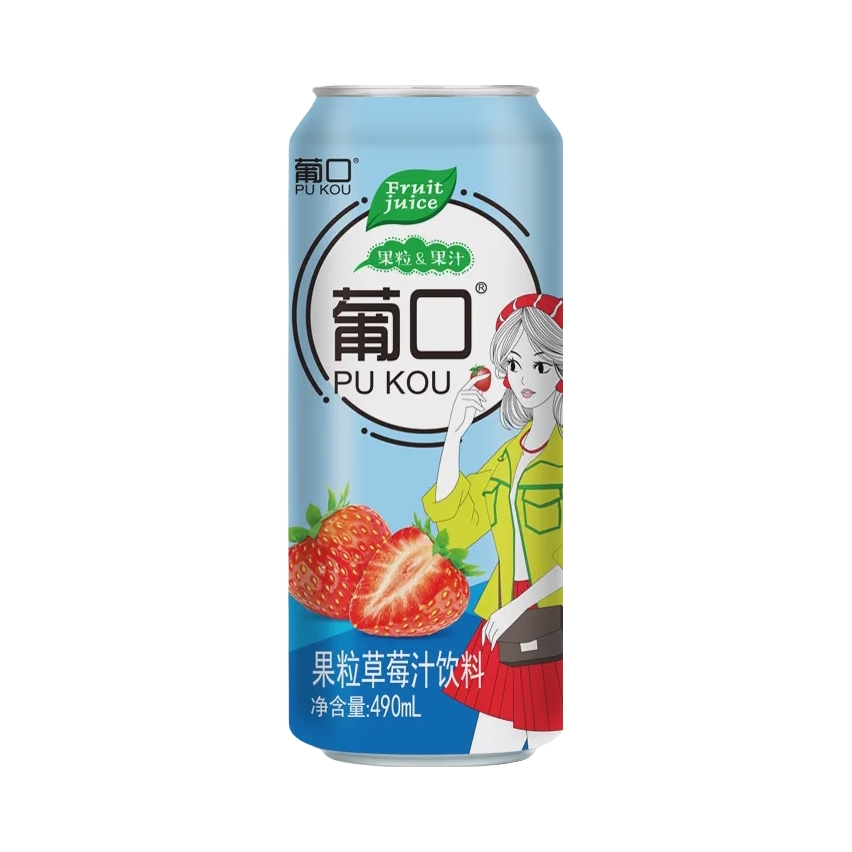 推荐商品：葡口 果粒果汁饮料 490ml 罐装 草莓