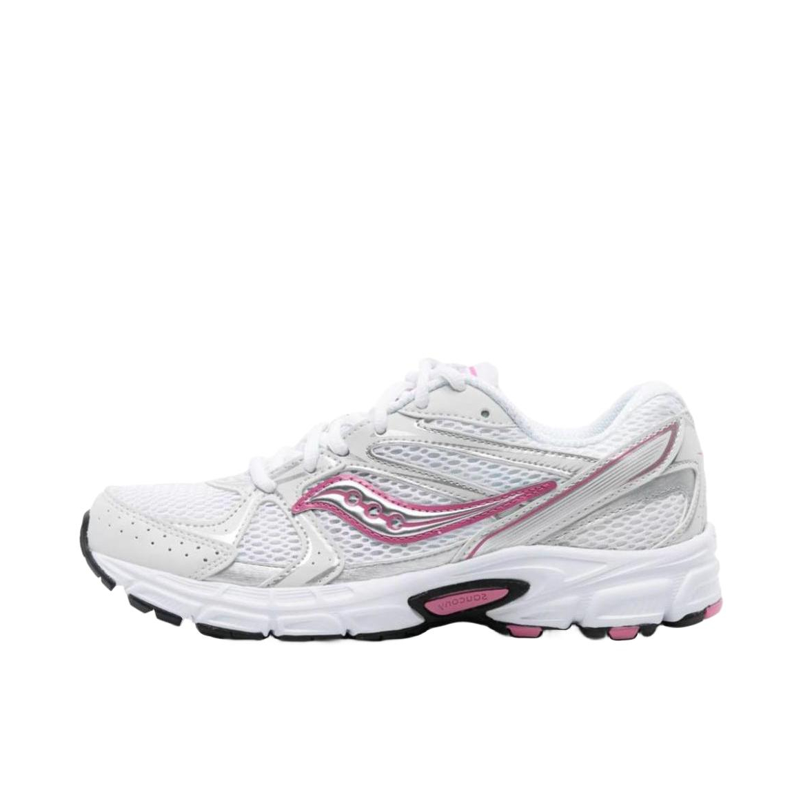推荐商品：Saucony/索康尼 Ride Millennium 驭途 复古 系带 舒适缓震 防滑耐磨 网布 跑鞋 女款/白色/粉色