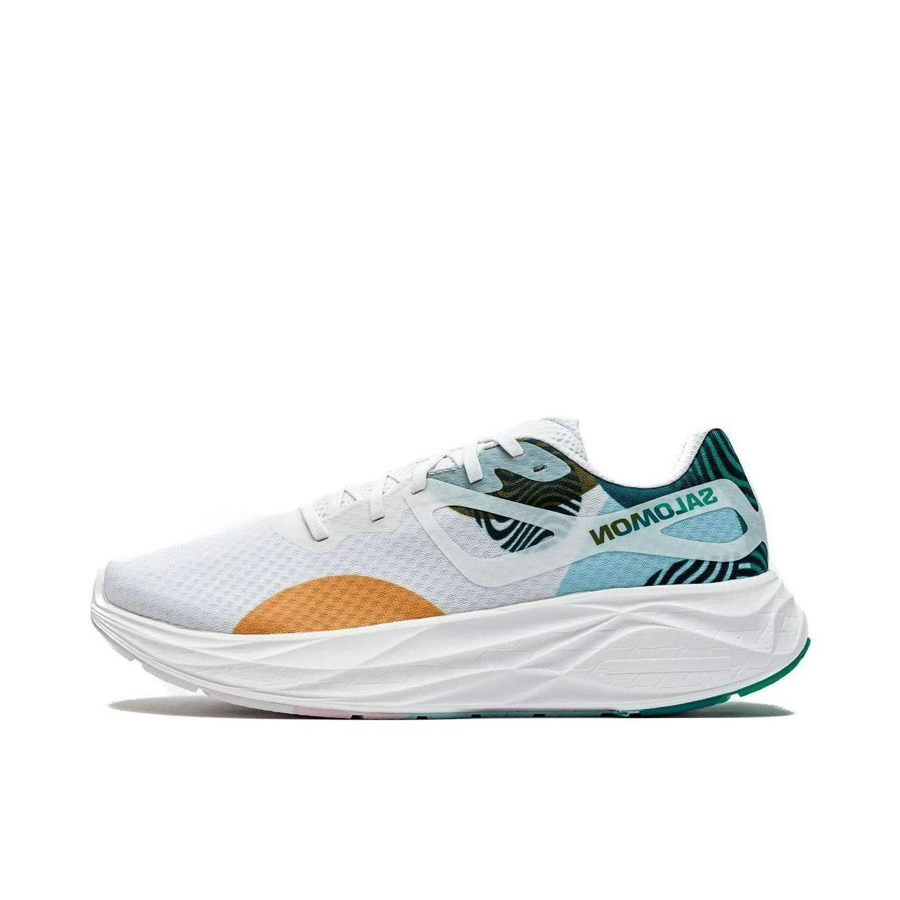 推荐商品：Salomon/萨洛蒙 Aero Glide 缓震平稳 防滑耐磨 舒适轻便 网布透气 百搭 圆头 休闲运动 跑鞋 Ciele Athletics联名/白色/蓝色