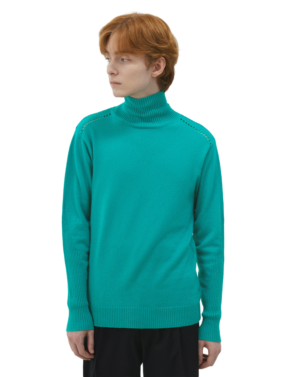 推荐商品：TOKUHON  针织羊毛高领套头毛衣 男女同款 23K28129 绿