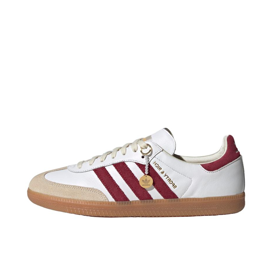 adidas Originals Samba OG T头鞋 板鞋 经典复古舒适百搭耐磨合成革圆头薄底贴合 SPORTY & RICH联名/白色/红色/浅棕