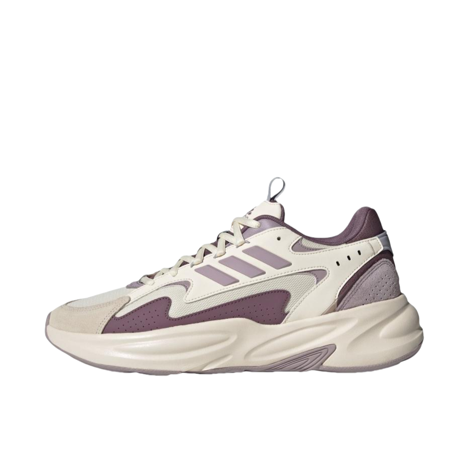 推荐商品：adidas neo Ozelle 跑鞋 防滑耐磨舒适透气轻便织物合成革百搭复古轻运动 奇妙白/紫粉/暗灰棕
